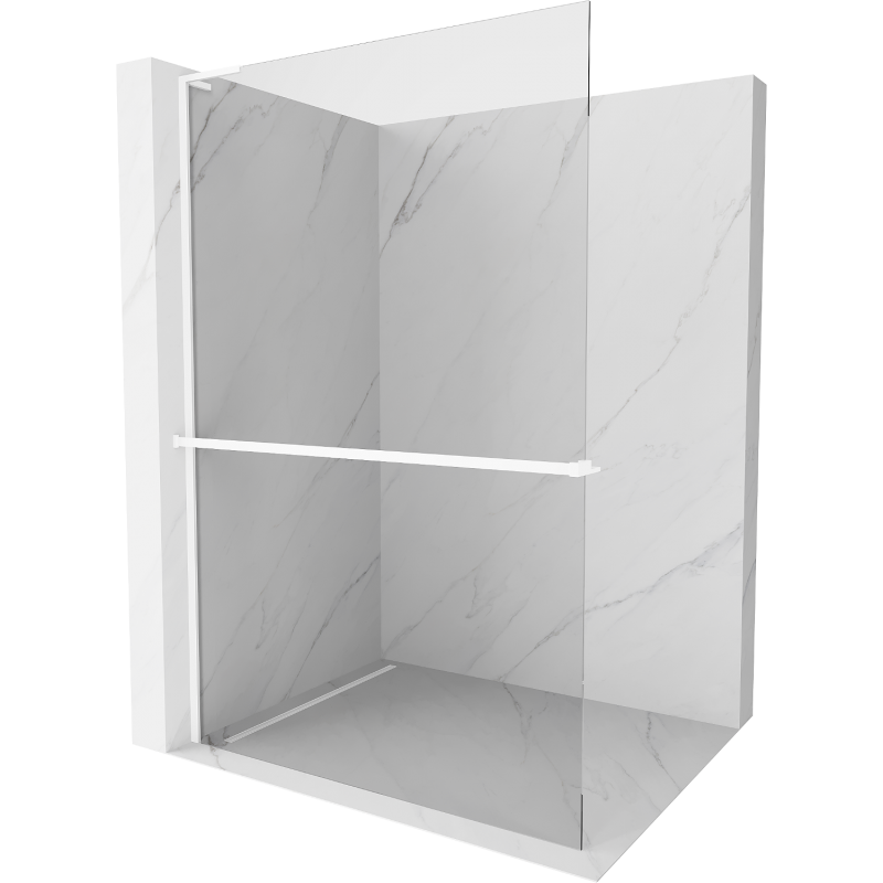 Mexen Kioto+ L Walk-in Shower Wall with Shelf 60 x 200 cm, Transparent, White - 800-060-123-20-00