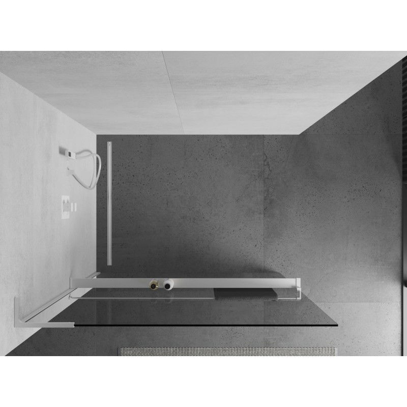 Mexen Kioto+ L Shower Screen with Shelf Walk-in 60 x 200 cm, Transparent, White - 800-060-123-20-00