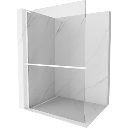 Mexen Kioto+ L Shower Wall with Shelf Walk-in 110 x 200 cm, transparent, white - 800-110-123-20-00