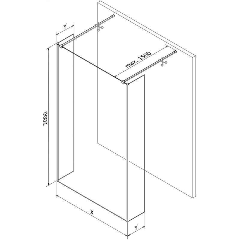 Mexen Kioto free-standing shower wall 110 x 30 x 30 cm, transparent, white - 800-110-030-222-20-00-030