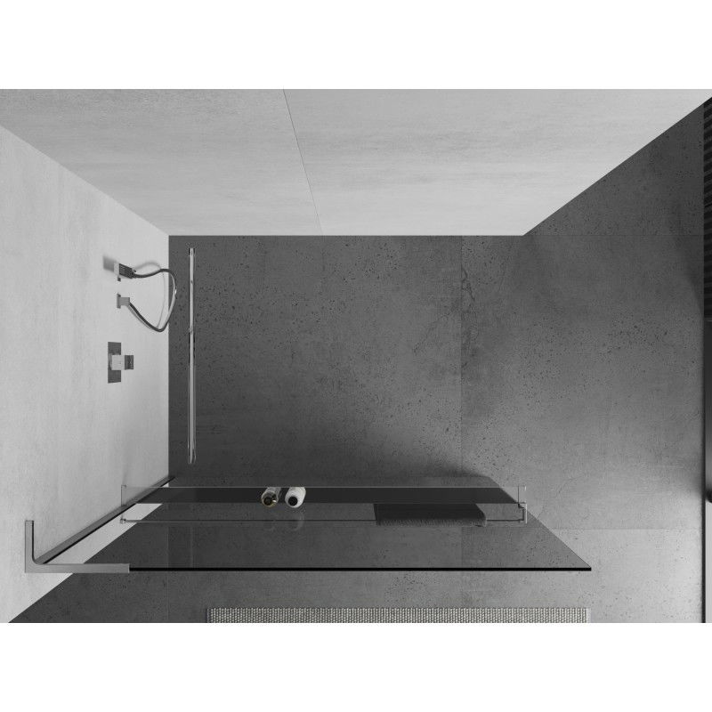 Mexen Kioto+ L shower wall with Walk-in shelf 100 x 200 cm, transparent, chrome - 800-100-123-01-00