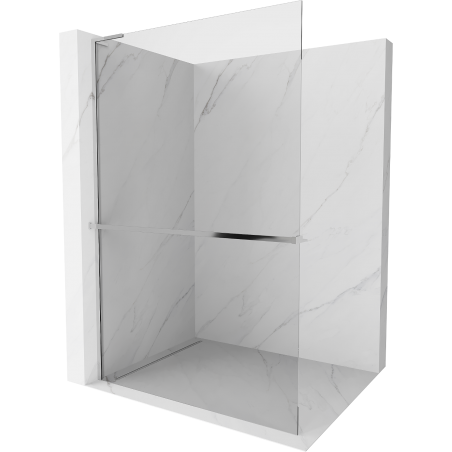 Mexen Kioto+ L shower wall with Walk-in shelf 120 x 200 cm, transparent, chrome - 800-120-123-01-00