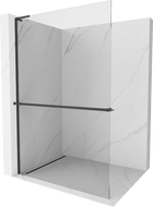 Mexen Kioto+ L Shower Wall with Shelf Walk-in 60 x 200 cm, transparent, black - 800-060-123-70-00