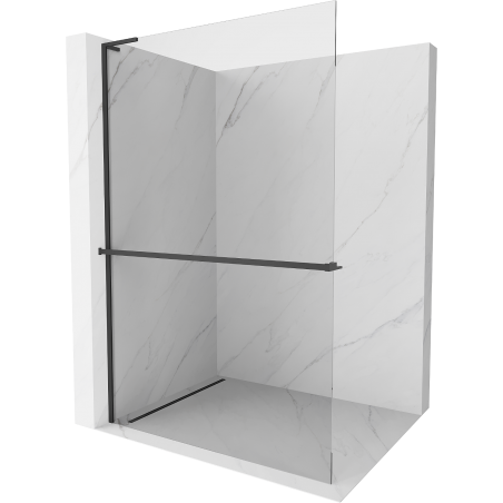 Mexen Kioto+ L Walk-in Shower Wall with Shelf 100 x 200 cm, transparent, black - 800-100-123-70-00