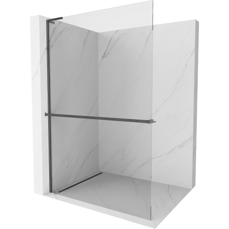 Mexen Kioto+ L shower wall with Walk-in shelf 95 x 200 cm, transparent, brushed gun grey - 800-095-123-66-00
