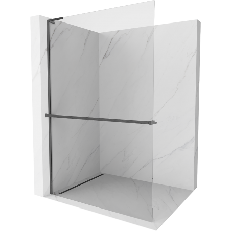 Mexen Kioto+ L Shower Screen with Shelf Walk-in 110 x 200 cm, Transparent, Brushed Gun Grey - 800-110-123-66-00