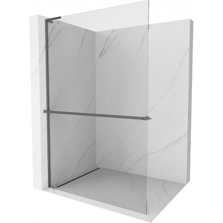 Mexen Kioto+ L shower screen with a Walk-in shelf 80 x 200 cm, transparent, gun metal - 800-080-123-95-00