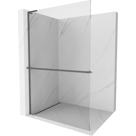 Mexen Kioto+ L Shower Wall with Walk-in Shelf 75 x 200 cm, Transparent, Gun Metal - 800-075-123-95-00