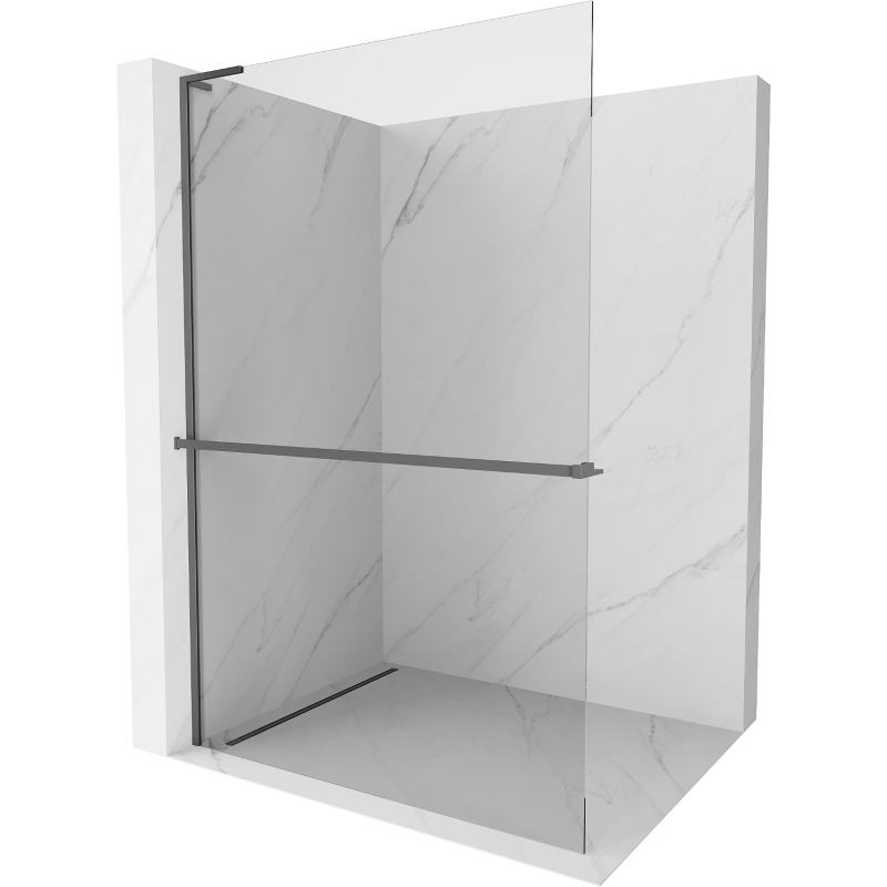 Mexen Kioto+ L Walk-in shower wall with shelf 70 x 200 cm, transparent, gun metal - 800-070-123-95-00