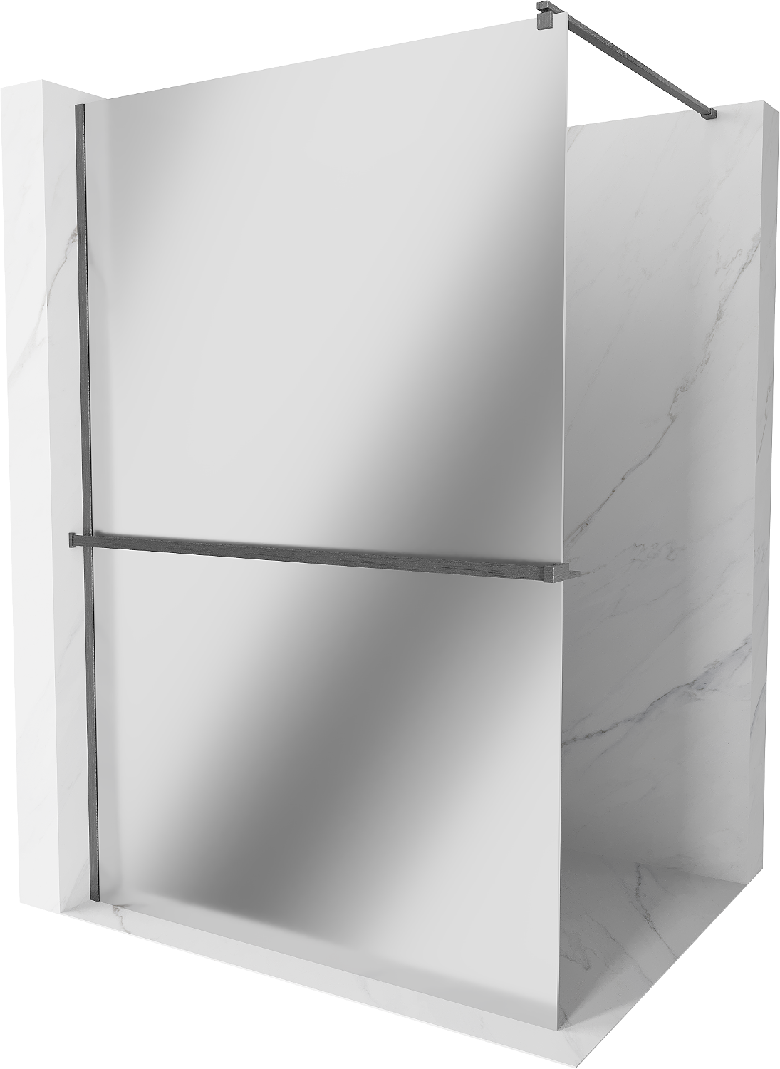 Mexen Kioto+ Walk-in Shower Screen 110 x 200 cm, Mirror, Brushed Gun Grey - 800-110-121-66-50