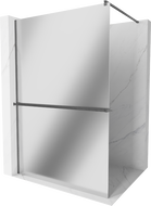 Mexen Kioto+ shower wall with Walk-in shelf 120 x 200 cm, mirror, brushed gun gray - 800-120-121-66-50