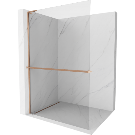 Mexen Kioto+ L Shower Wall with Shelf Walk-in 85 x 200 cm, transparent, brushed copper - 800-085-123-65-00