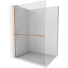 Mexen Kioto+ L Shower Wall with Side Shelf Walk-in 100 x 200 cm, Transparent, Brushed Copper - 800-100-123-65-00