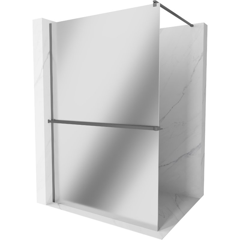 Mexen Kioto+ Shower Wall with Walk-in Shelf 110 x 200 cm, Mirror, Gun Metal - 800-110-121-95-50
