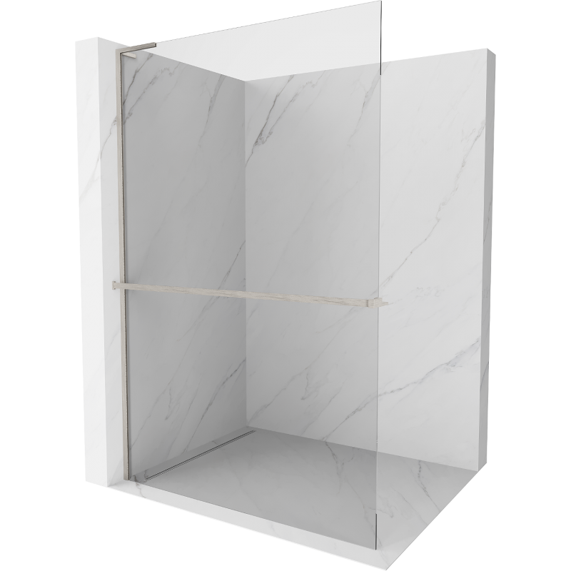 Mexen Kioto+ L Walk-in Shower Wall with Shelf 75 x 200 cm, transparent, brushed nickel - 800-075-123-97-00