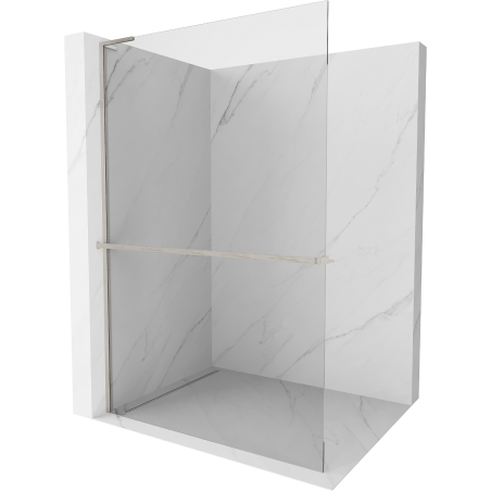 Mexen Kioto+ L Walk-in Shower Wall with Shelf 75 x 200 cm, transparent, brushed nickel - 800-075-123-97-00