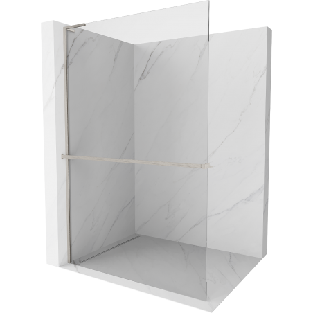 Mexen Kioto+ L Shower Wall with Shelf Walk-in 70 x 200 cm, Transparent, Brushed Nickel - 800-070-123-97-00
