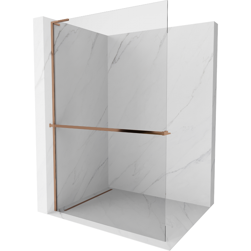 Mexen Kioto+ L shower screen with Walk-in shelf 100 x 200 cm, transparent, pink gold - 800-100-123-60-00