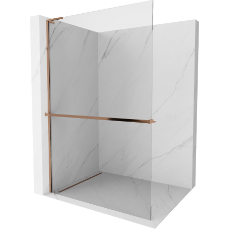 Mexen Kioto+ L Walk-in Shower Panel with Shelf 100 x 200 cm, Transparent, Rose Gold - 800-100-123-60-00