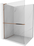 Mexen Kioto+ L Walk-in Shower Panel with Shelf 100 x 200 cm, Transparent, Rose Gold - 800-100-123-60-00