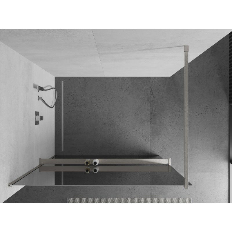 Mexen Kioto+ Walk-in Shower Wall with Shelf 140 x 200 cm, Mirror, Brushed Nickel - 800-140-121-97-50