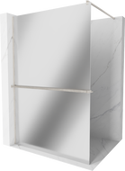 Mexen Kioto+ Walk-in Shower Wall with Shelf 140 x 200 cm, Mirror, Brushed Nickel - 800-140-121-97-50