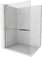 Mexen Kioto+ L Shower Wall with Shelf Walk-in 120 x 200 cm, transparent, gold - 800-120-123-50-00