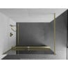 Mexen Kioto+ shower wall with Walk-in shelf 140 x 200 cm, mirror, brushed gold - 800-140-121-55-50