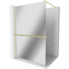 Mexen Kioto+ Walk-in Shower Wall with Shelf 140 x 200 cm, Mirror, Brushed Gold - 800-140-121-55-50