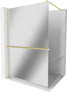 Mexen Kioto+ Walk-in Shower Wall with Shelf 140 x 200 cm, Mirror, Brushed Gold - 800-140-121-55-50