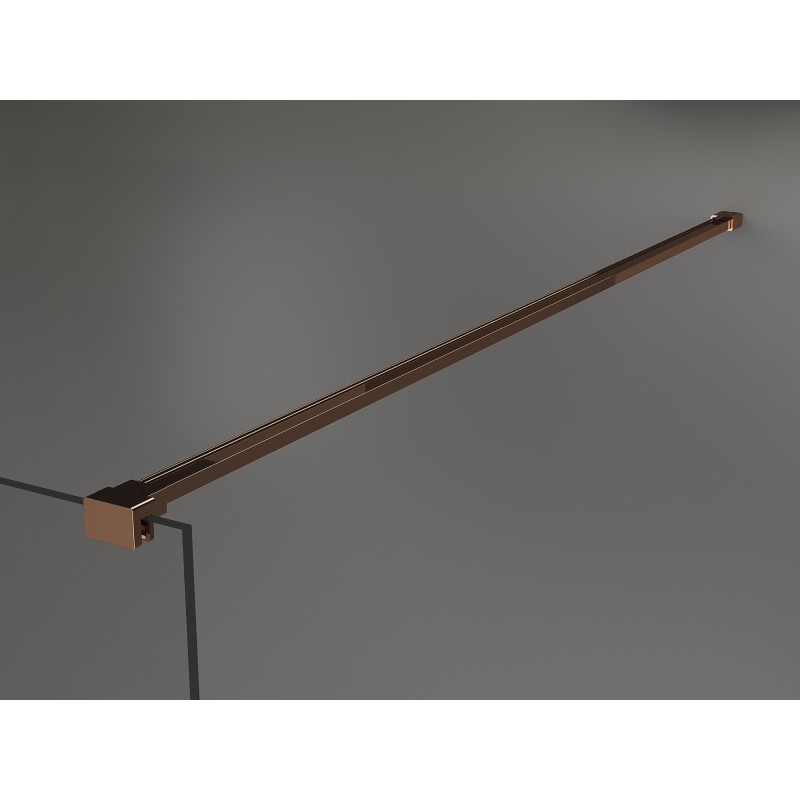 Mexen Kioto 50 x 200 cm Walk-in Shower Wall, Black Frame 8 mm, Rose Gold - 800-050-101-60-70