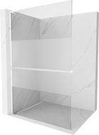 Mexen Kioto+ L Shower Wall with Walk-in Shelf 80 x 200 cm, Transparent/ frosted, White - 800-080-123-20-35