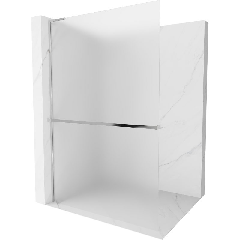 Mexen Kioto+ L Shower Wall with Shelf Walk-in 110 x 200 cm, Frosted, Chrome - 800-110-123-01-30