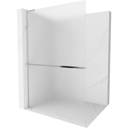 Mexen Kioto+ L Shower Wall with Shelf Walk-in 110 x 200 cm, Frosted, Chrome - 800-110-123-01-30