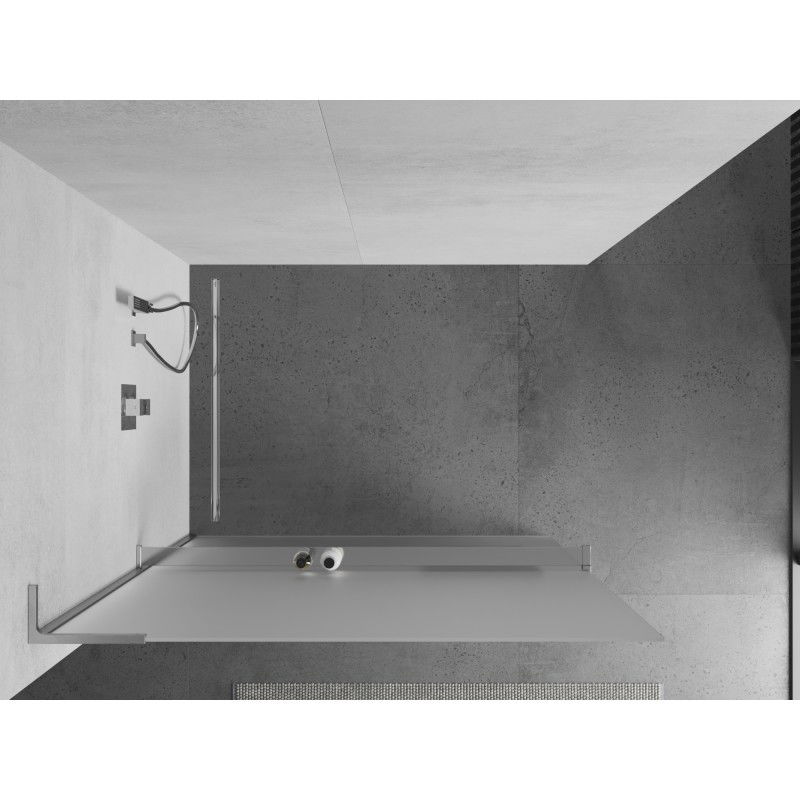 Mexen Kioto+ L Shower Wall with Shelf Walk-in 110 x 200 cm, Frosted, Chrome - 800-110-123-01-30