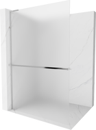 Mexen Kioto+ L walk-in shower wall with shelf 100 x 200 cm, frosted, chrome - 800-100-123-01-30