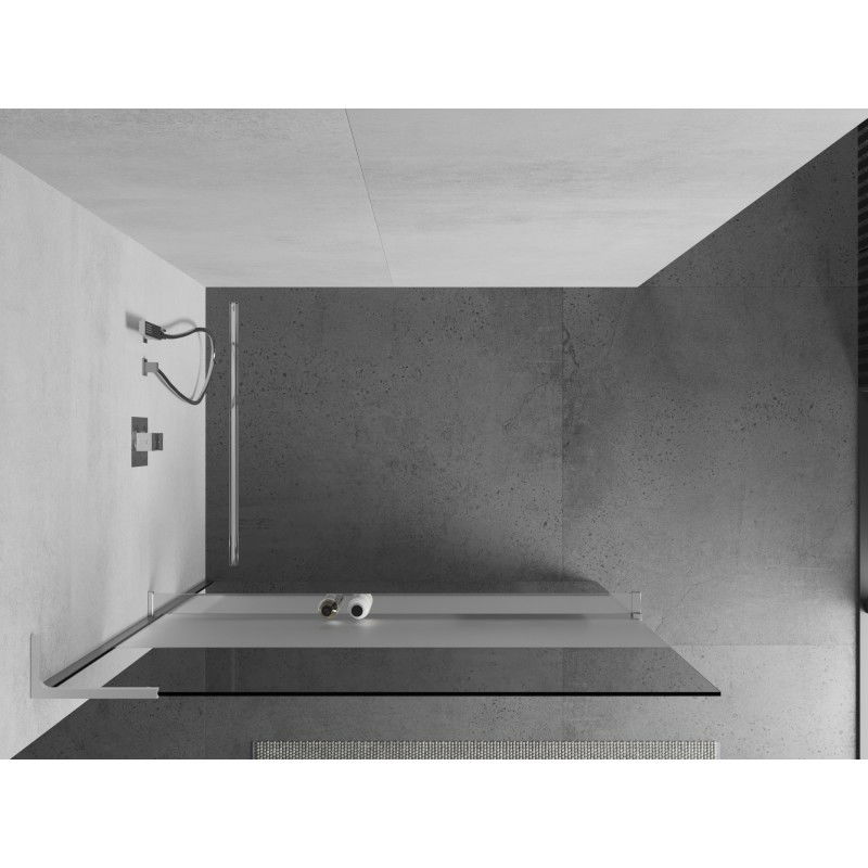 Mexen Kioto+ L Shower Wall with Shelf Walk-in 100 x 200 cm, Clear/Frosted, Chrome - 800-100-123-01-35