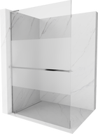 Mexen Kioto+ L Shower Screen with Walk-in Shelf 100 x 200 cm, Transparent/Frosted, Chrome - 800-100-123-01-35