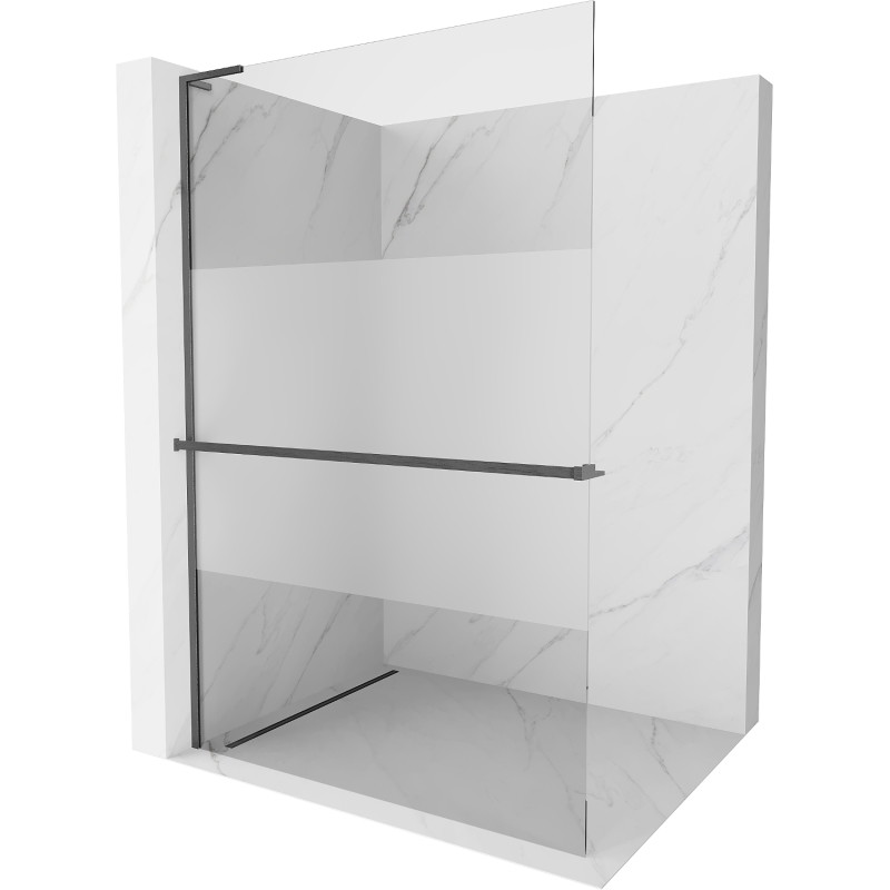 Mexen Kioto+ L shower wall with shelf Walk-in 70 x 200 cm, transparent/frosted, gun gray brushed - 800-070-123-66-35