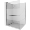 Mexen Kioto+ L Walk-in Shower Panel with Shelf 80 x 200 cm, Transparent/Frosted, Gun Gray Brushed - 800-080-123-66-35
