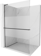 Mexen Kioto+ L shower wall with shelf Walk-in 80 x 200 cm, transparent/frosted, gun gray brushed - 800-080-123-66-35