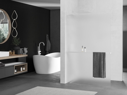 Mexen Kioto+ L Walk-in Shower Screen with Shelf 70 x 200 cm, Frosted, White - 800-070-123-20-30
