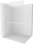 Mexen Kioto+ L Shower Screen with Walk-in Shelf 120 x 200 cm, Frosted, White - 800-120-123-20-30