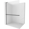 Mexen Kioto+ L Shower Wall with Walk-in Shelf 120 x 200 cm, Frosted, Black - 800-120-123-70-30