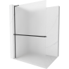 Mexen Kioto+ L Walk-in Shower Wall with Shelf 100 x 200 cm, Frosted, Black - 800-100-123-70-30