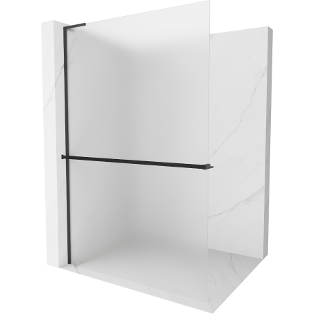 Mexen Kioto+ L shower wall with shelf Walk-In 90 x 200 cm, frosted, black - 800-090-123-70-30