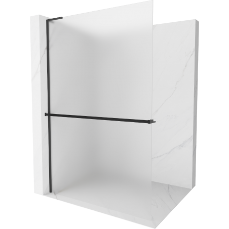 Mexen Kioto+ L Shower Wall with Walk-in Shelving 80 x 200 cm, Frosted, Black - 800-080-123-70-30