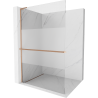 Mexen Kioto+ L Shower Sash with Walk-in Shelf 70 x 200 cm, Transparent/Frosted, Brushed Copper - 800-070-123-65-35