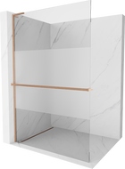 Mexen Kioto+ L Walk-In Shower Enclosure with Shelf 110 x 200 cm, transparent/frosted, brushed bronze - 800-110-123-65-35