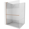 Mexen Kioto+ L shower wall with shelf Walk-in 120 x 200 cm, transparent/frosted, brushed copper - 800-120-123-65-35